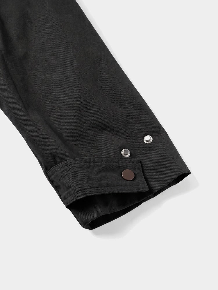 Wharf Jacket in Black, snap cuff detail