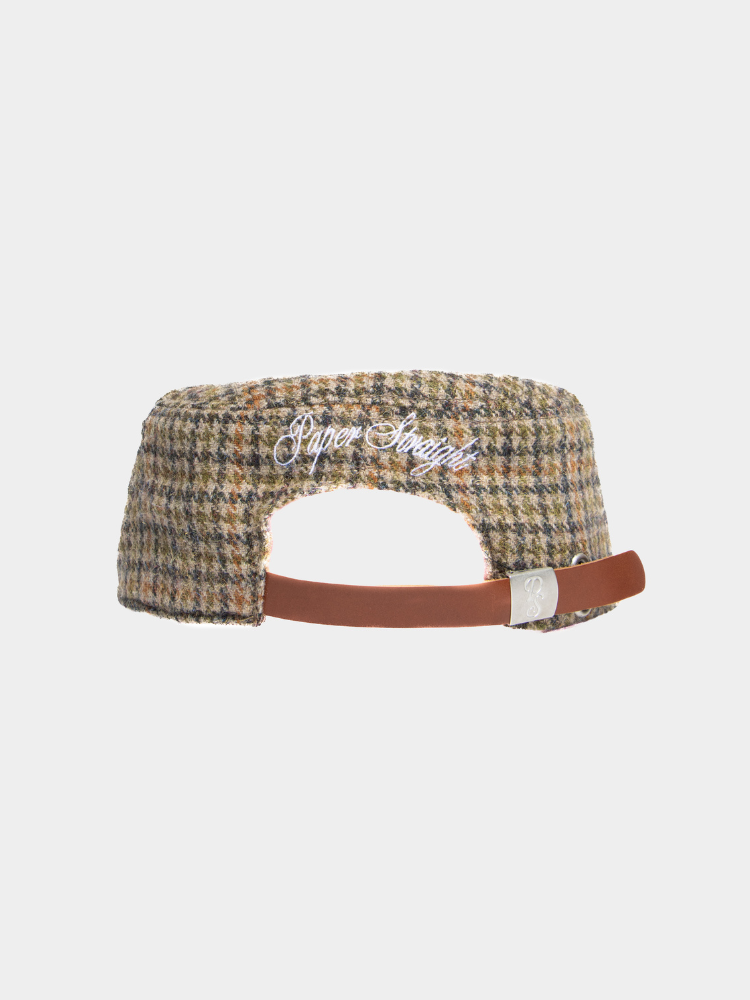 Flat Top Embroidered Cap Houndstooth