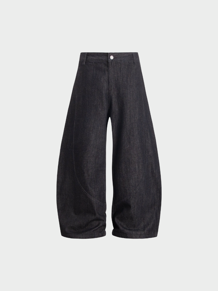 Baggy Jeans mit offenem Saum