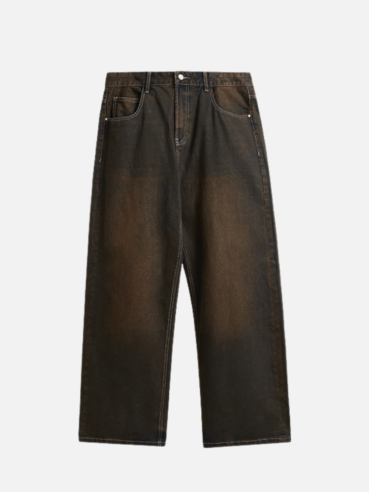 Paper Straight Rusty Brown Washed Jeans
