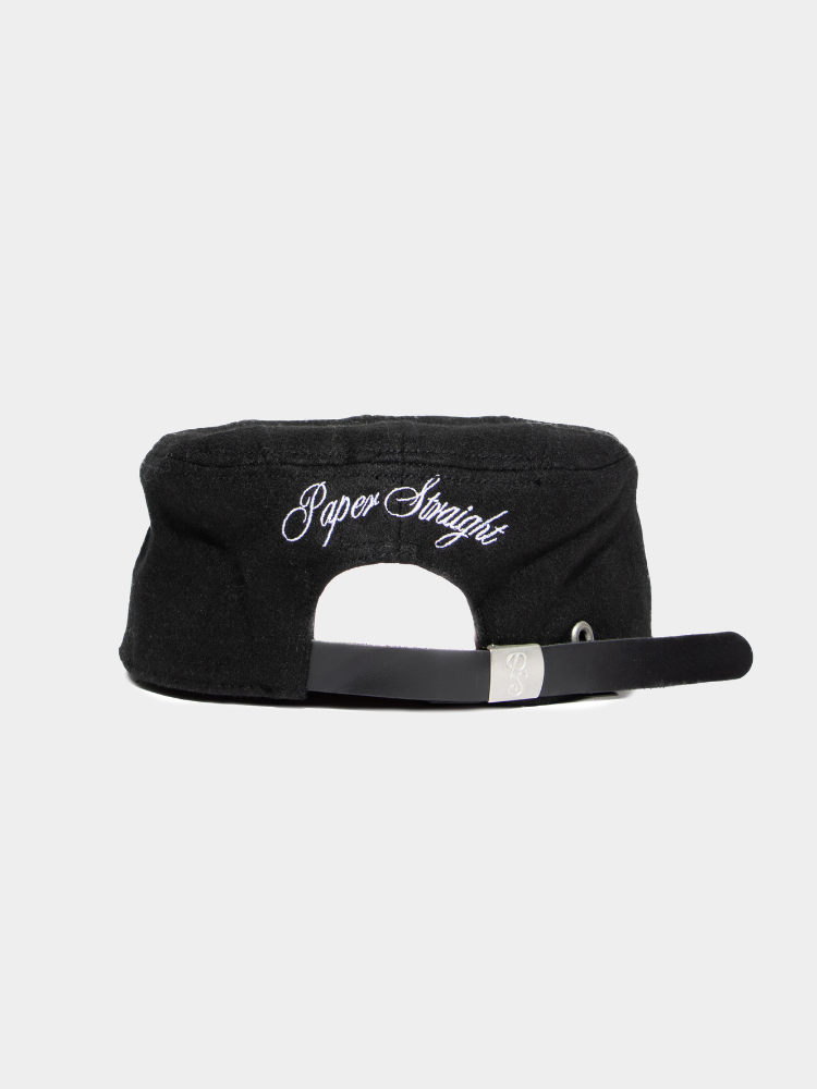 Bestickte Flat-Top-Kappe Schwarz