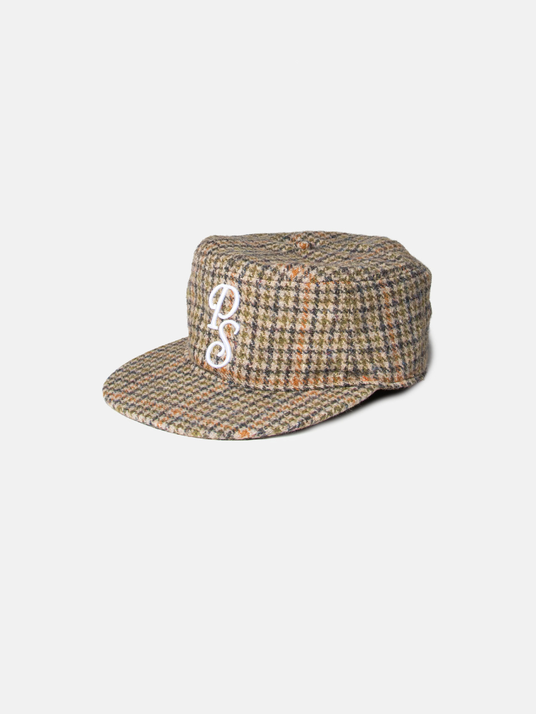 Flat Top Embroidered Cap Houndstooth