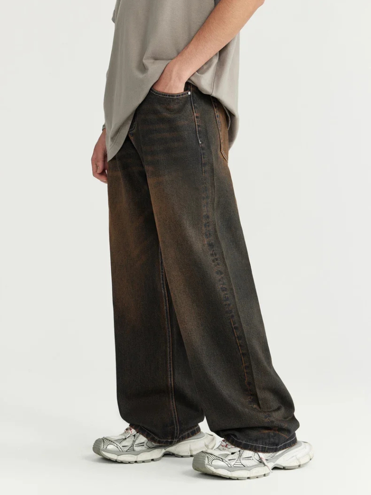 Paper Straight Rusty Brown Washed Jeans