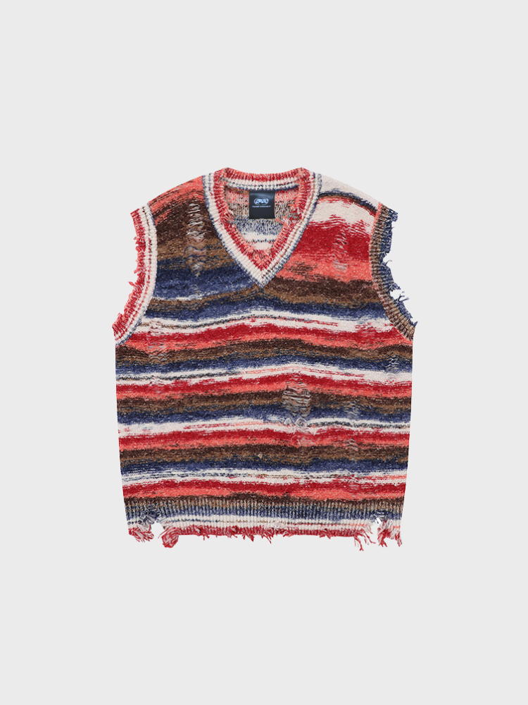 Paper Straight Distressed Cardigan vest