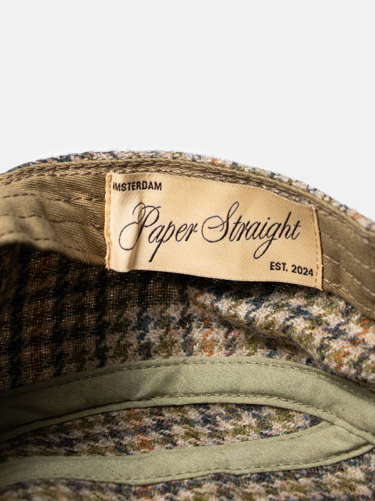 Flat Top Embroidered Cap Houndstooth