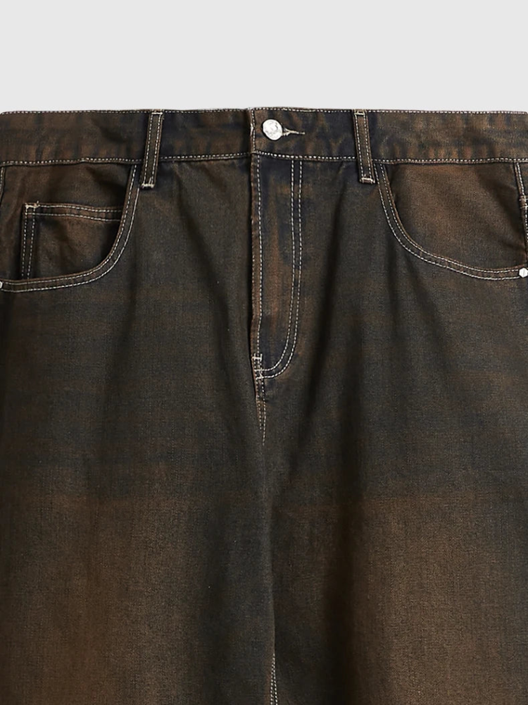 Paper Straight Rusty Brown Washed Jeans