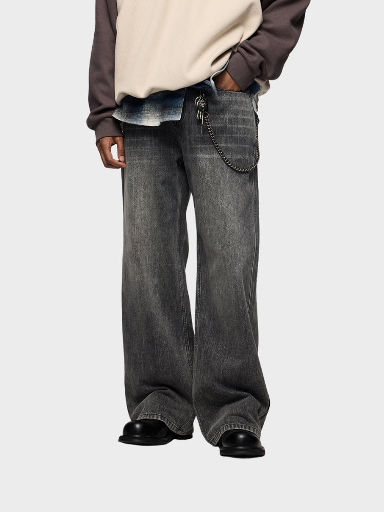 Paper Straight Baggy Denim Jeans Black/Grey