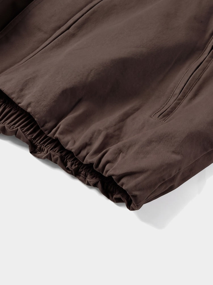 Wharf Jacket in Chocolate, elasticated hem detail
