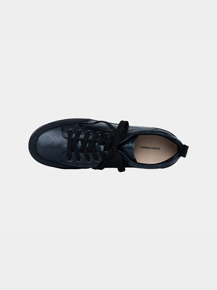 Paper Straight Alpine Hiker Black Ostrich — top-down, metal eyelets and tonal laces