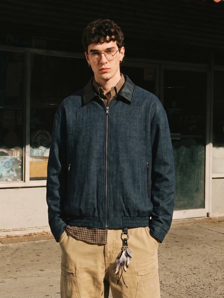 Fell Jacket in Navy, worn, street