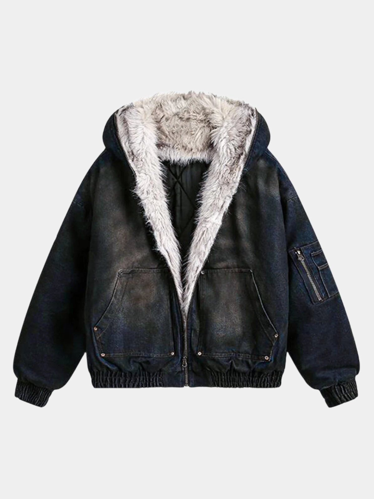 Paper Straight Fur Denim Jacket