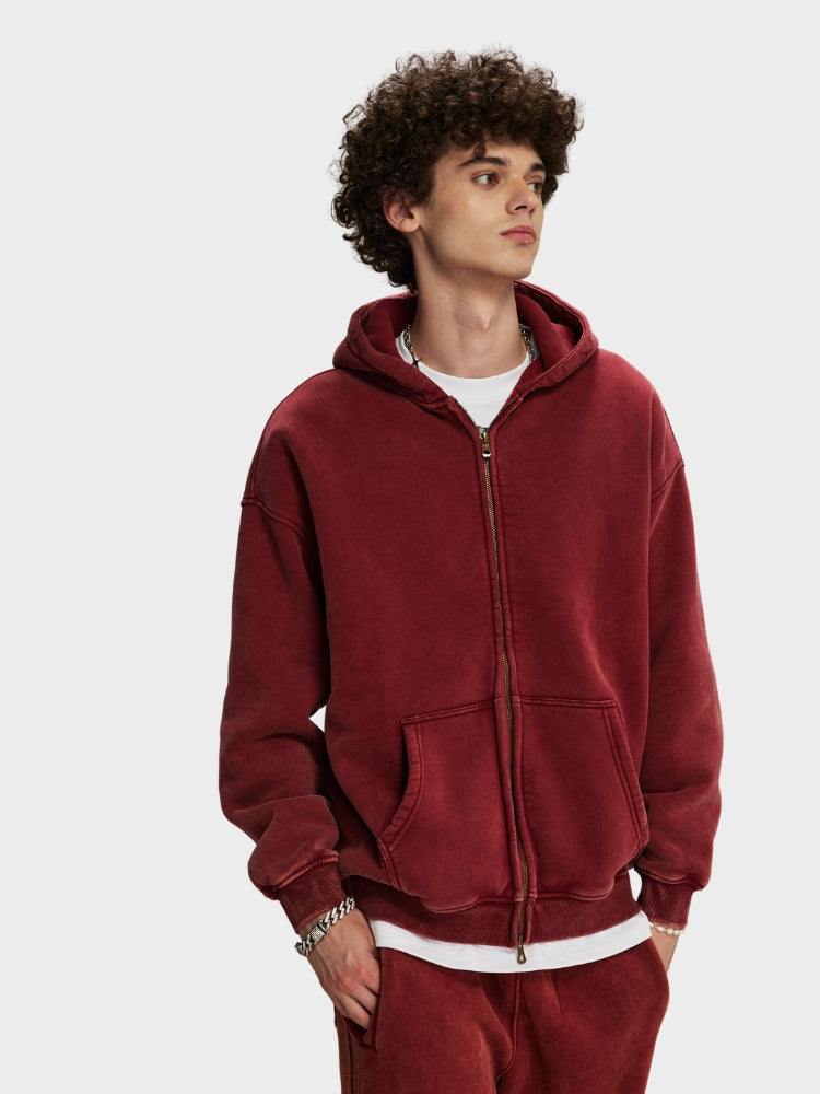 Paper Straight Washed Hoodie with Zipper