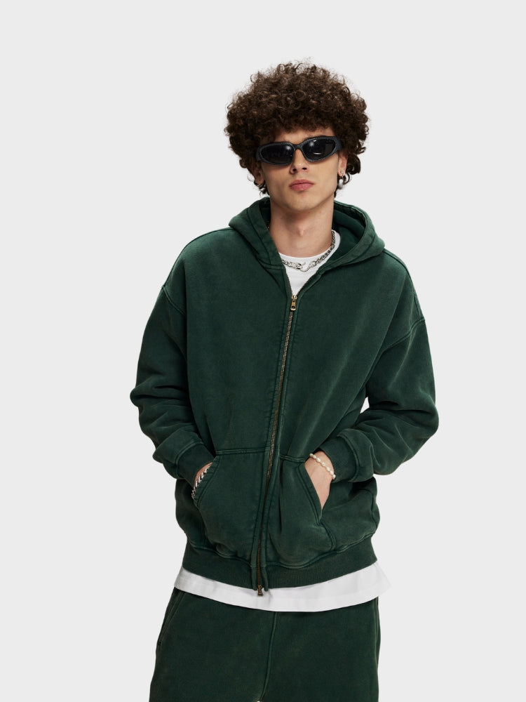 Paper Straight Washed Hoodie with Zipper