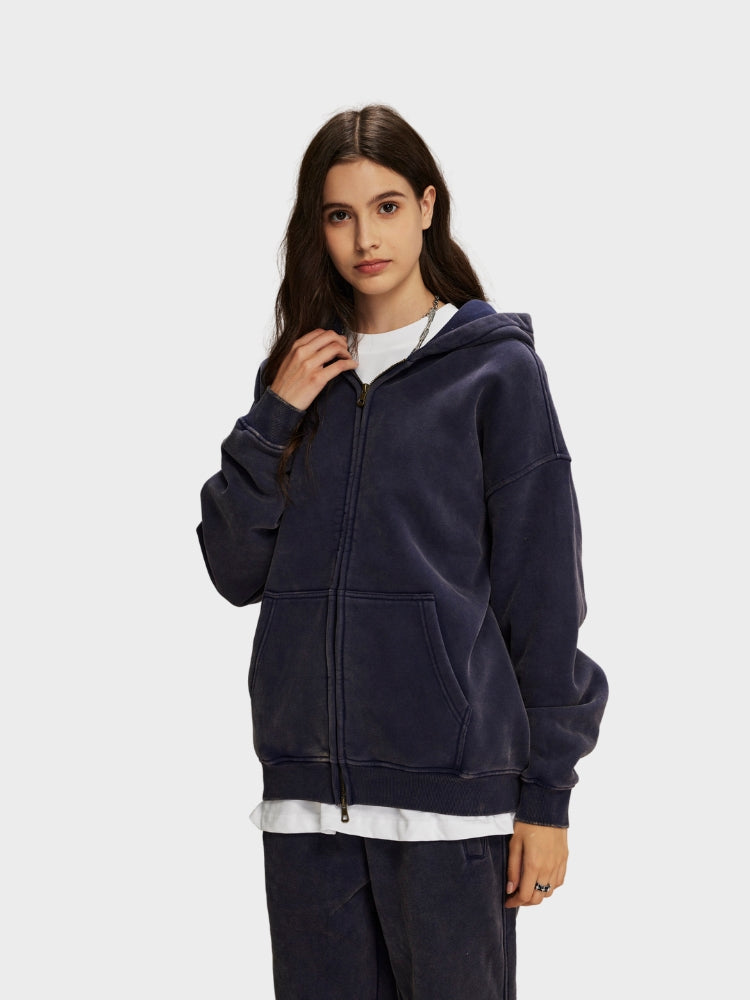 Paper Straight Washed Hoodie with Zipper