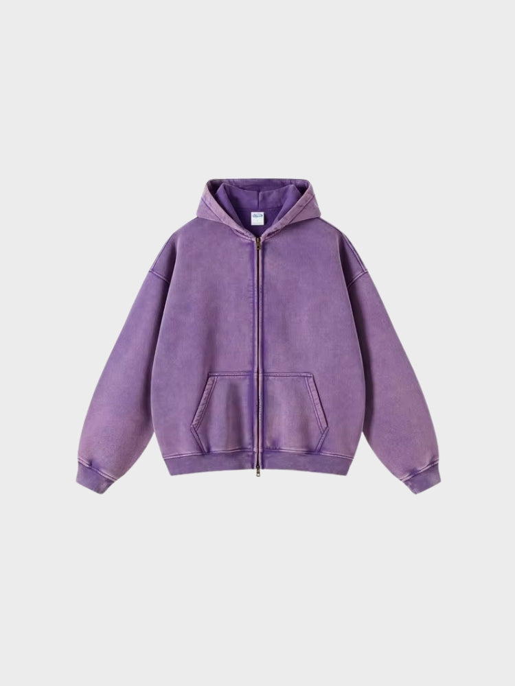 Paper Straight Washed Hoodie with Zipper