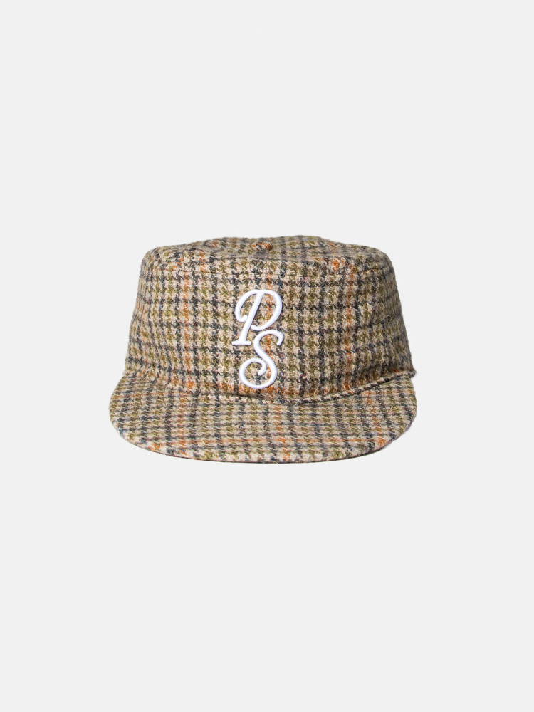 Flat Top Embroidered Cap Houndstooth