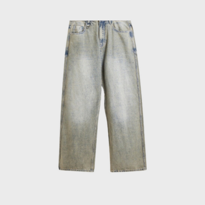 Paper Straight Baggy Denim Jeans - Light Grey