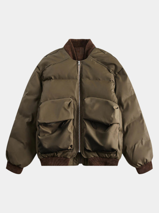 Paper Straight Multi Puffer Bomber Jacket