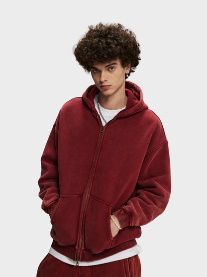 Paper Straight Washed Hoodie with Zipper