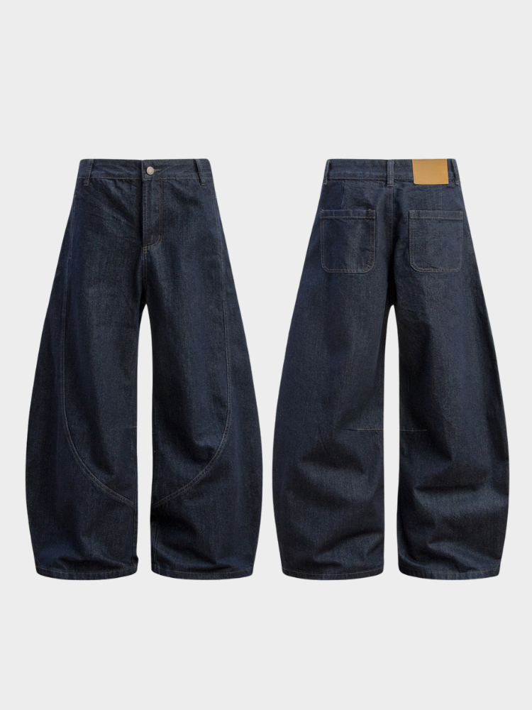 Baggy Jeans mit offenem Saum