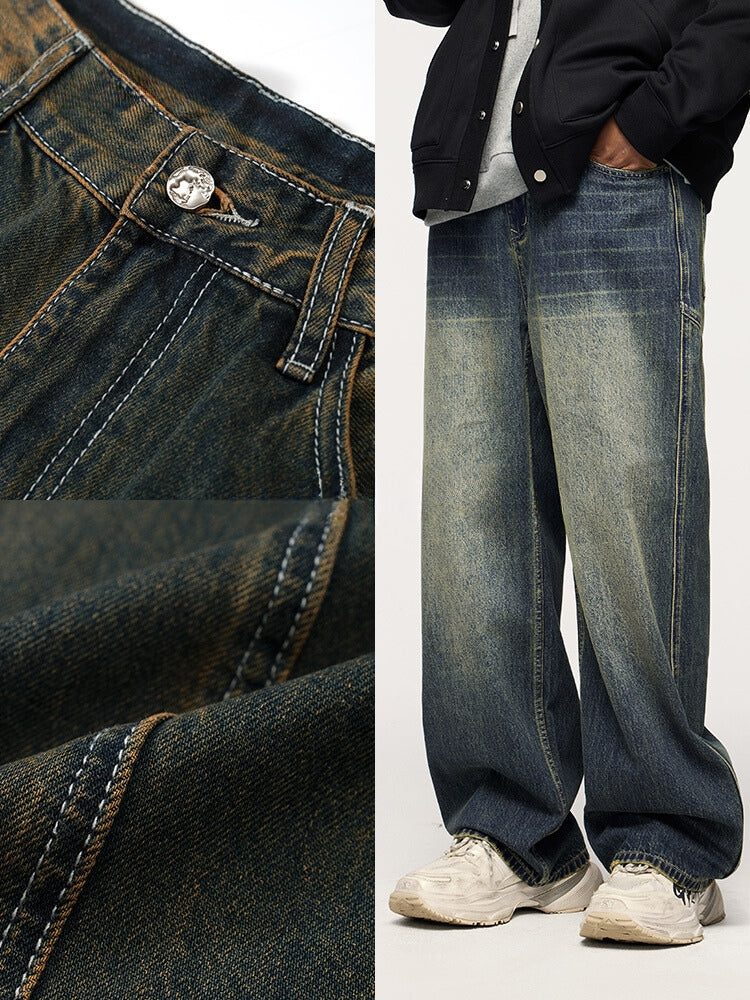 Paper Straight Baggy Denim Jeans - Vintage Blue