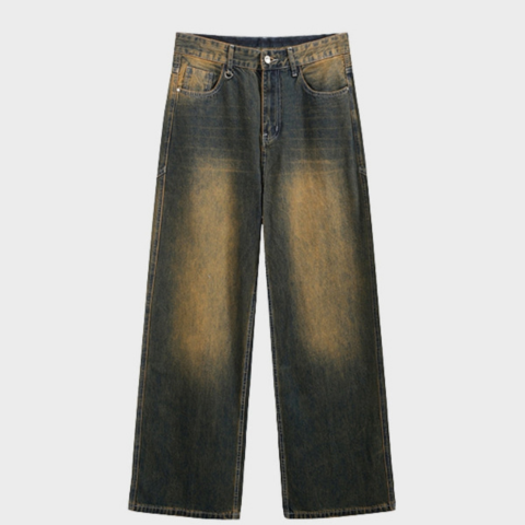 Paper Straight Baggy Denim Jeans - Sand