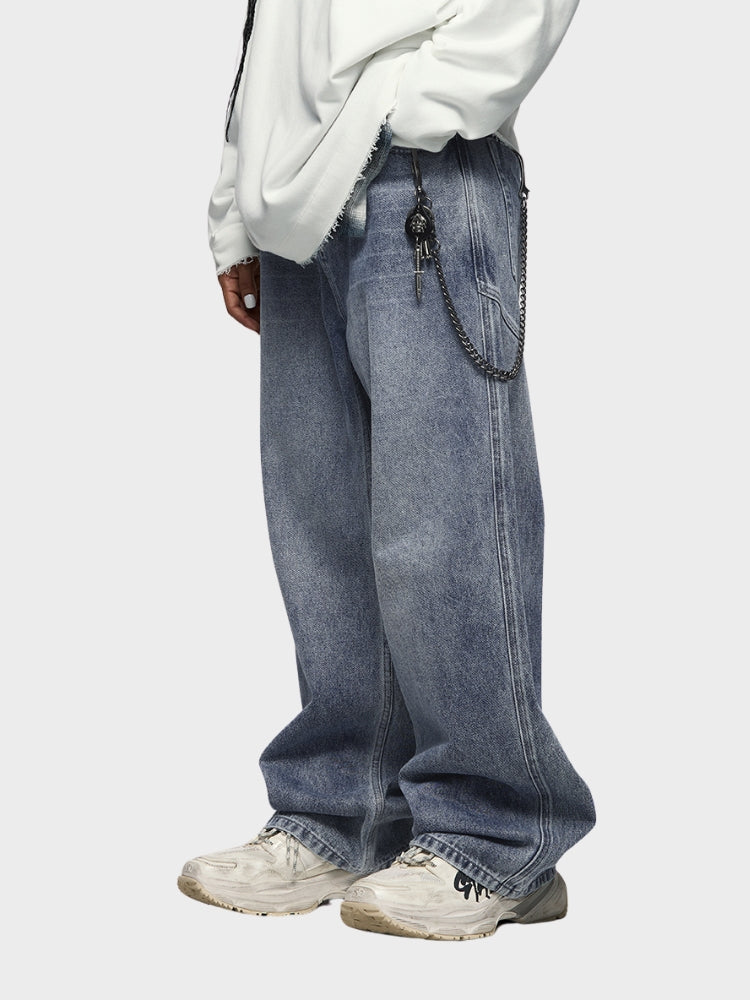 Paper Straight Baggy Denim Jeans Grey/Blue