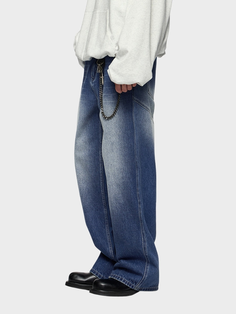 Paper Straight Baggy Denim Jeans Blue