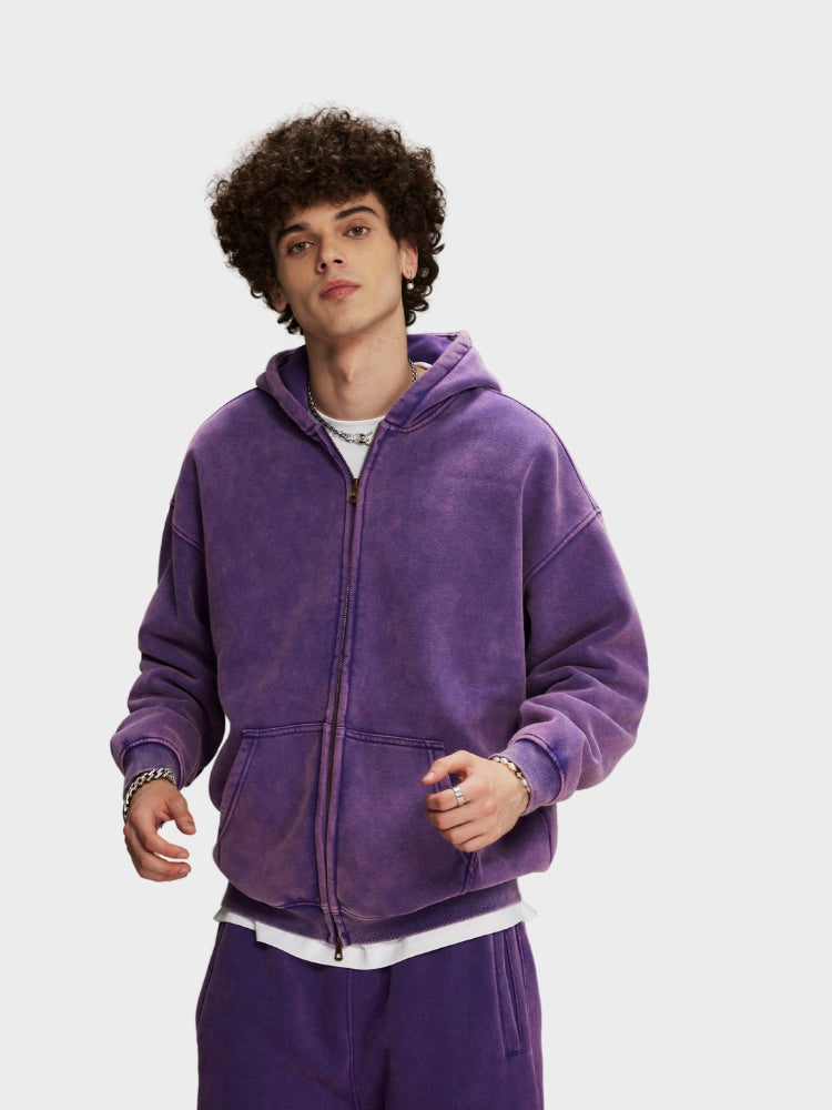 Paper Straight Washed Hoodie with Zipper