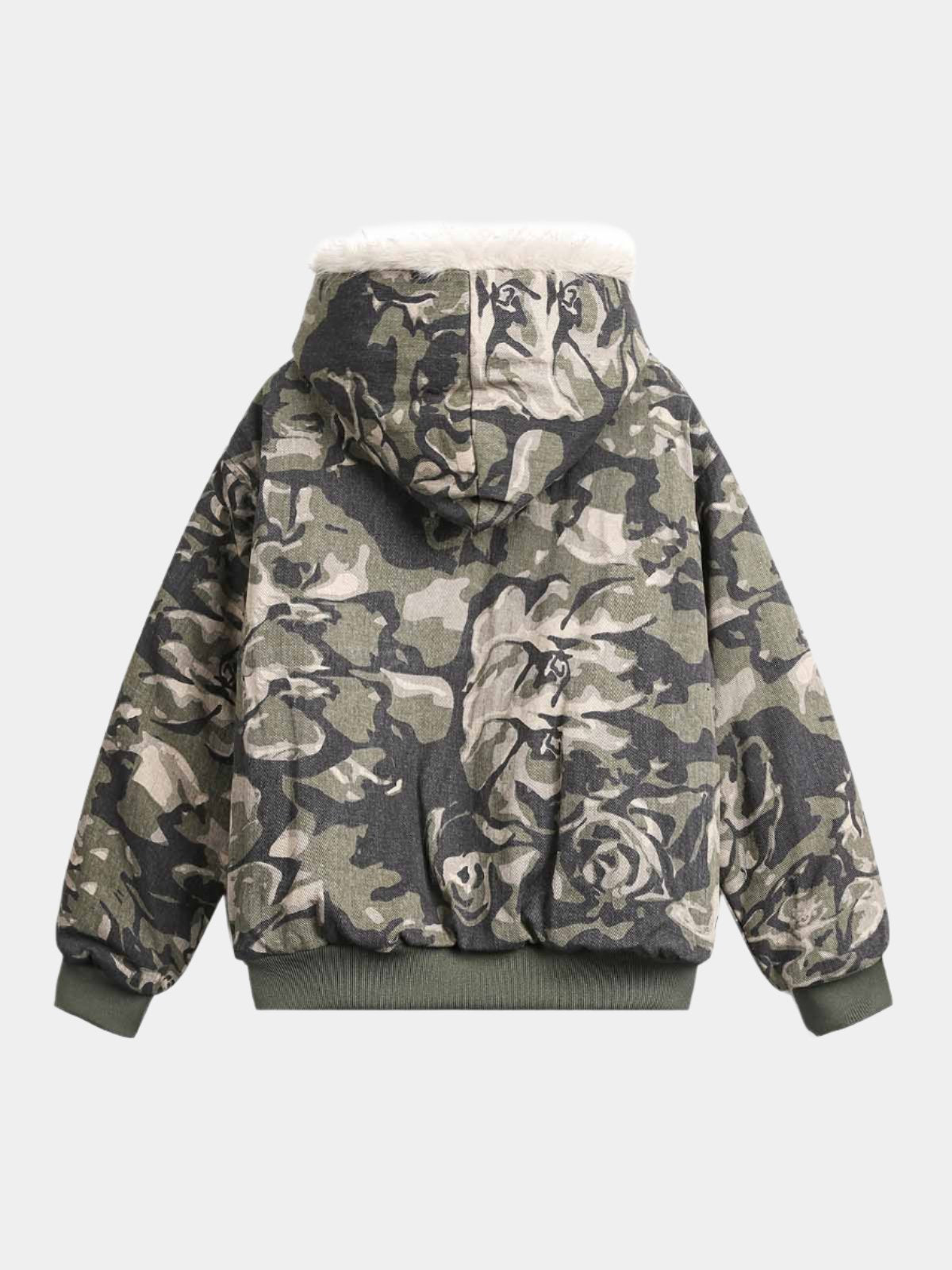 Paper Straight Camo Fur Jacket