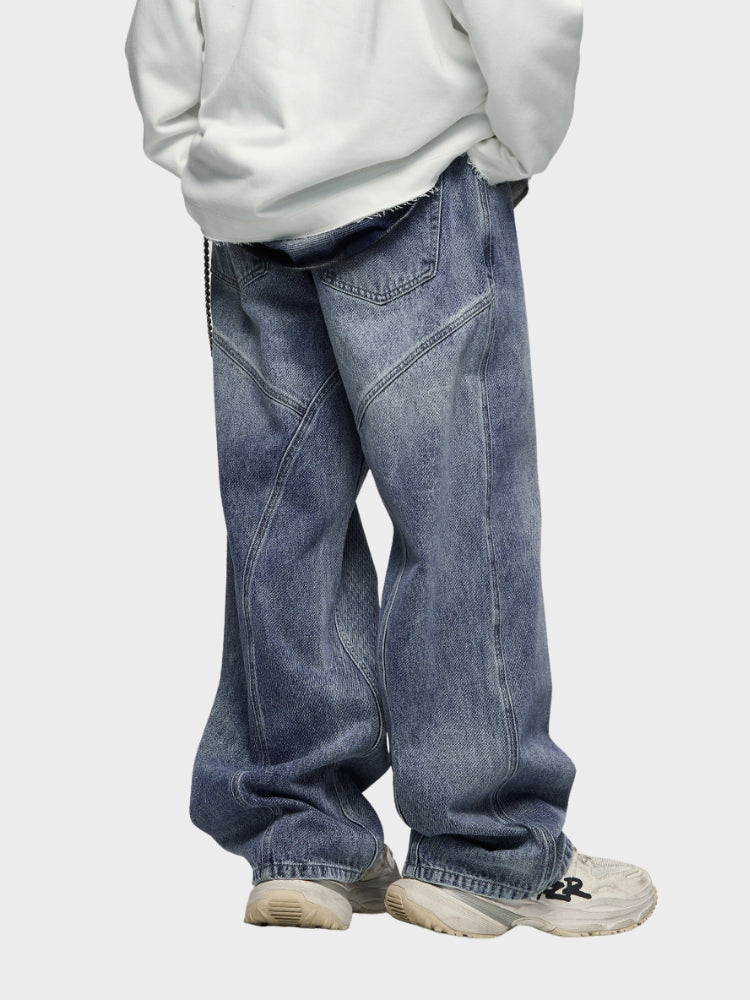 Paper Straight Baggy Denim Jeans Grey/Blue