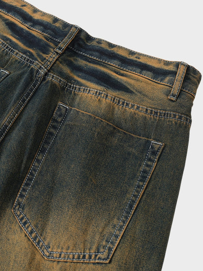 Paper Straight Baggy Denim Jeans - Sand