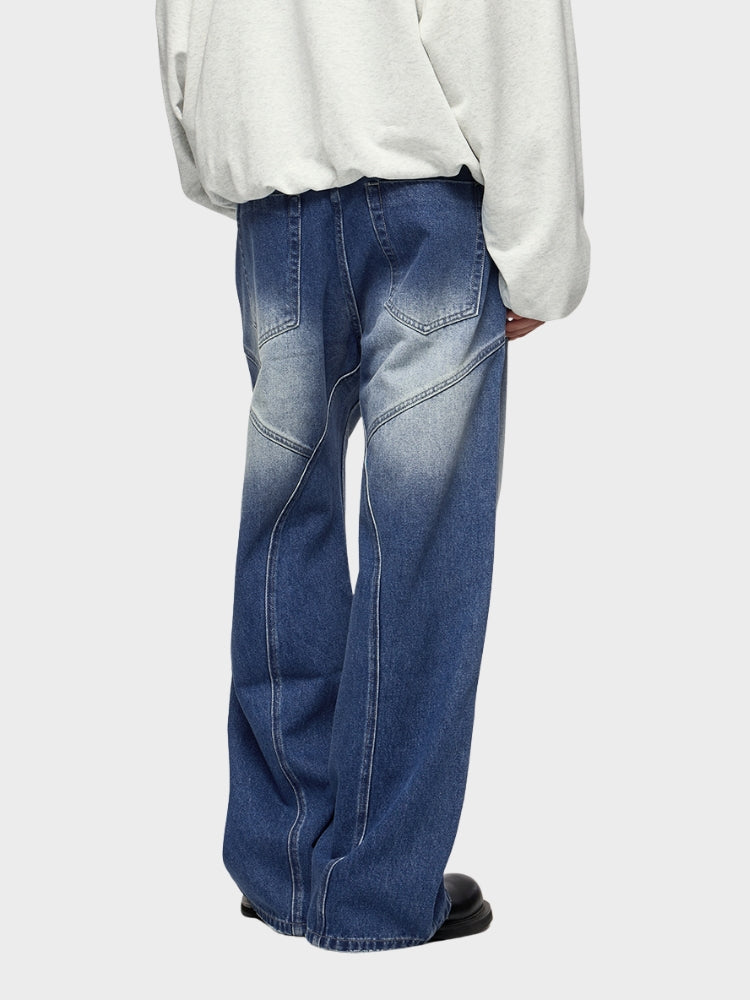 Paper Straight Baggy Denim Jeans Blue