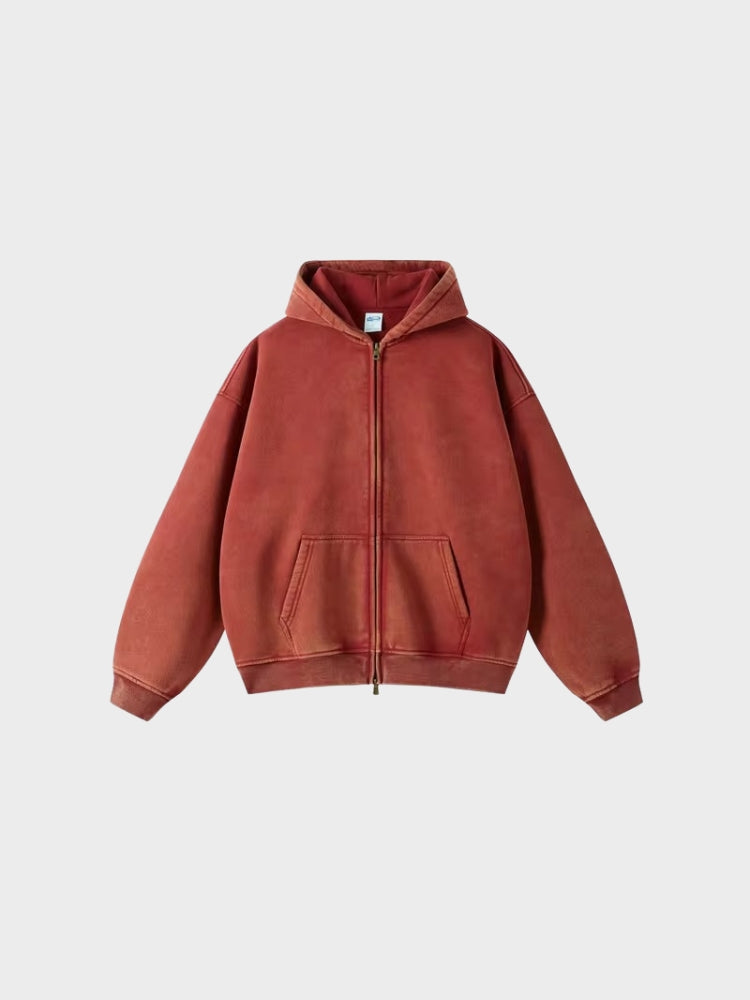 Paper Straight Washed Hoodie with Zipper