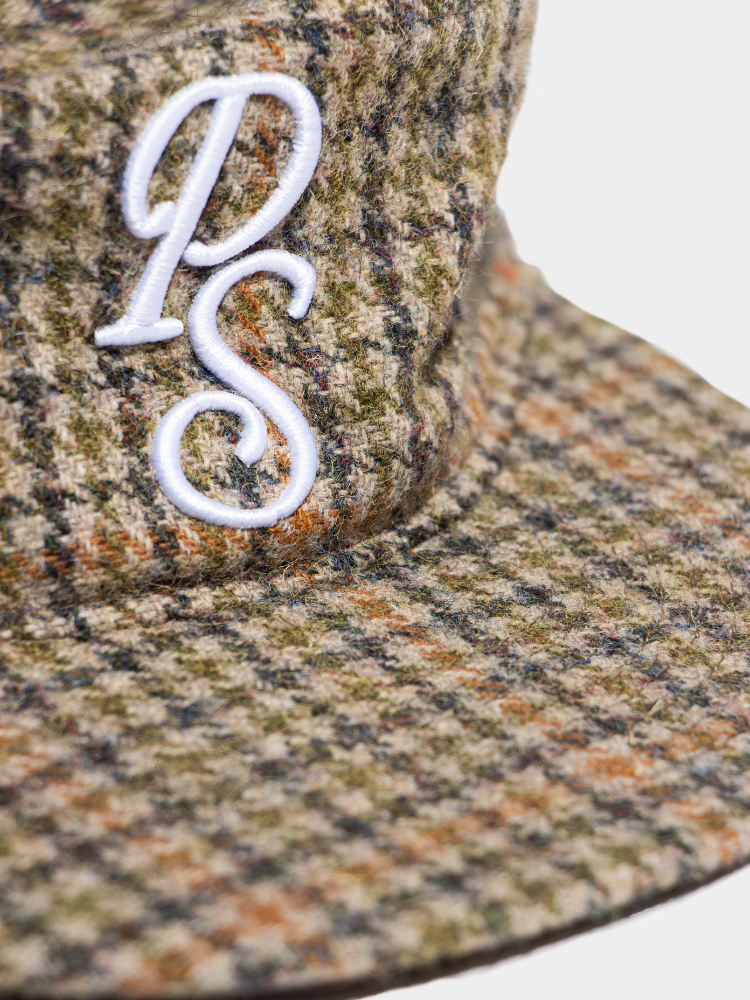 Flat Top Embroidered Cap Houndstooth