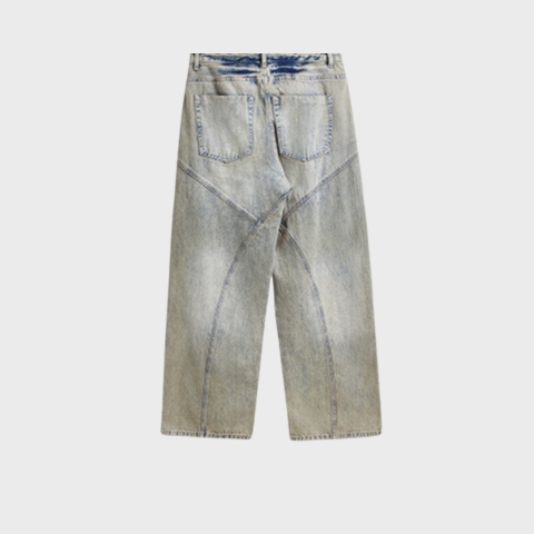 Paper Straight Baggy Denim Jeans - Light Grey