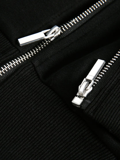 Paper Straight Double Zipper Hoodie