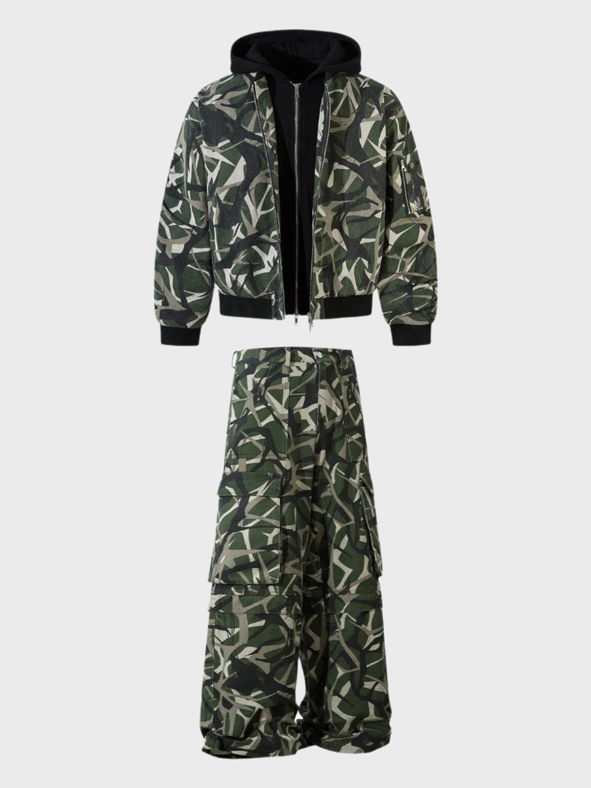 Paper Straight Camouflage Multi Pocket Tracksuit