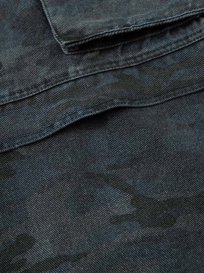 Paper Straight Retro Camouflage Cargo Jeans