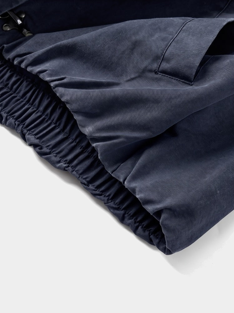 Moor Jacket in Navy, elasticated hem detail