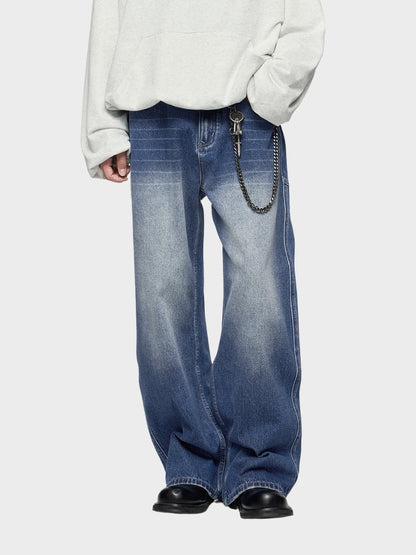 Paper Straight Baggy Denim Jeans Blue