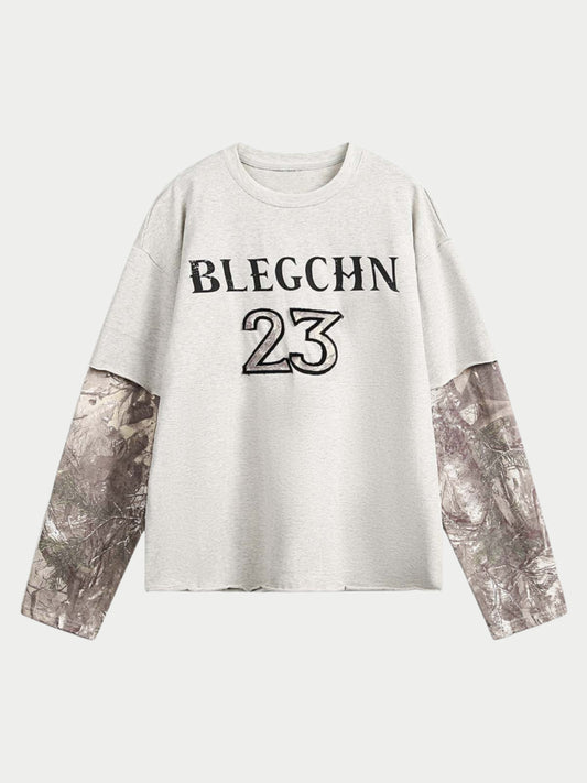 Paper Straight Two-Piece Army Print Long-Sleeve Shirt