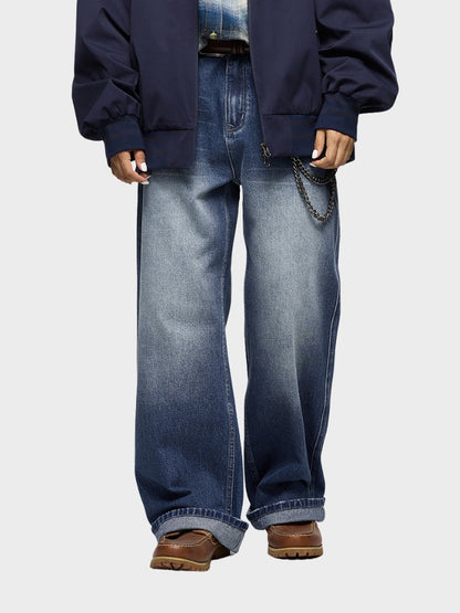 Paper Straight Baggy Denim Jeans Blue