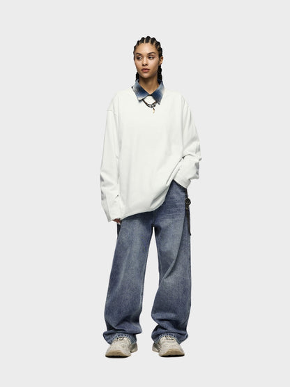 Paper Straight Baggy Denim Jeans Grey/Blue