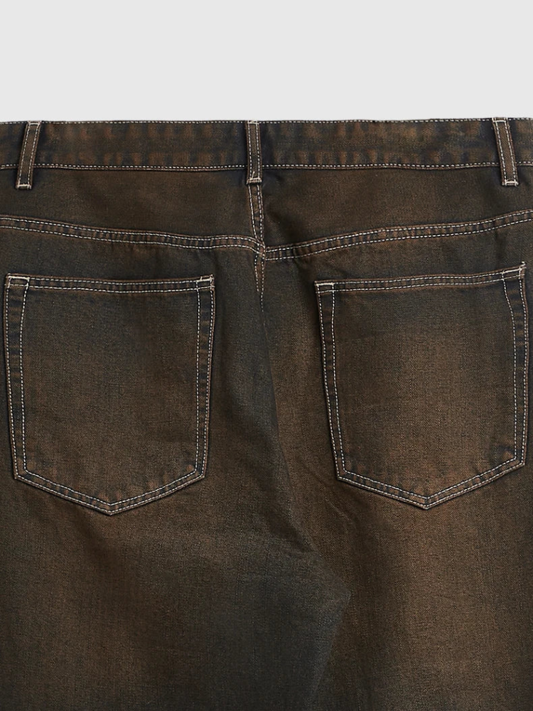 Paper Straight Rusty Brown Washed Jeans
