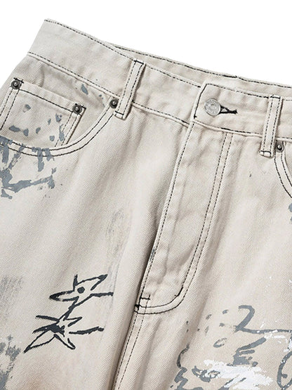 Paper Straight Expressive Graffiti Jeans