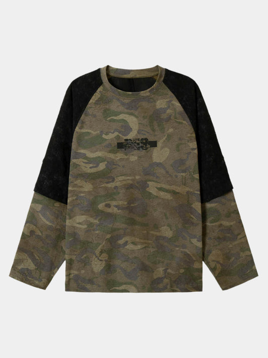 Paper Straight Camouflage Long-sleeve T-shirt