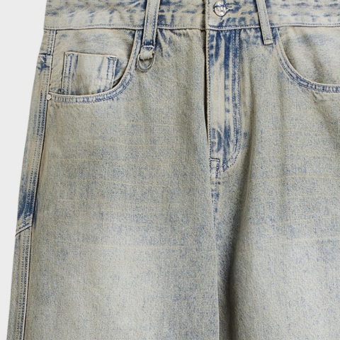 Paper Straight Baggy Denim Jeans - Light Grey