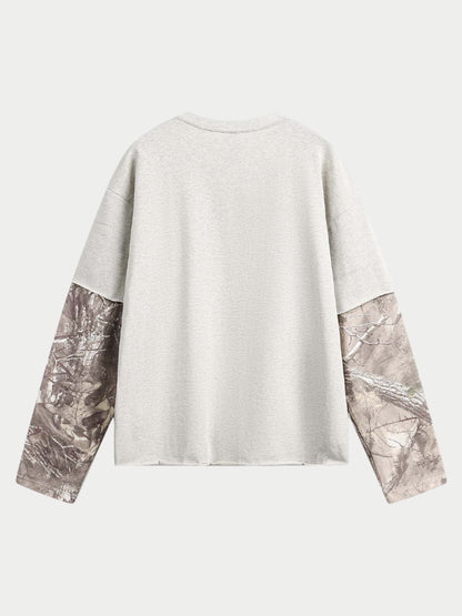 Paper Straight Two-Piece Army Print Long-Sleeve Shirt