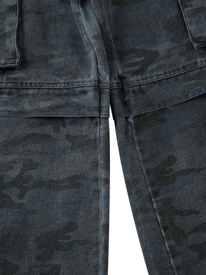 Paper Straight Retro Camouflage Cargo Jeans